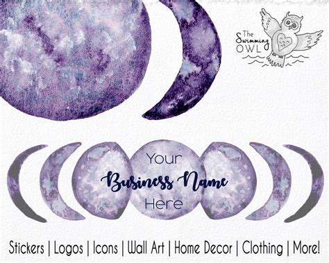 Watercolor Moon Clipart Moon Phases Clipart Celestial Etsy