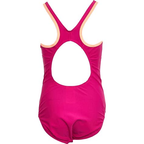 Buy Speedo Junior Boom Logo Splice Muscleback Swimsuit Pinkorange