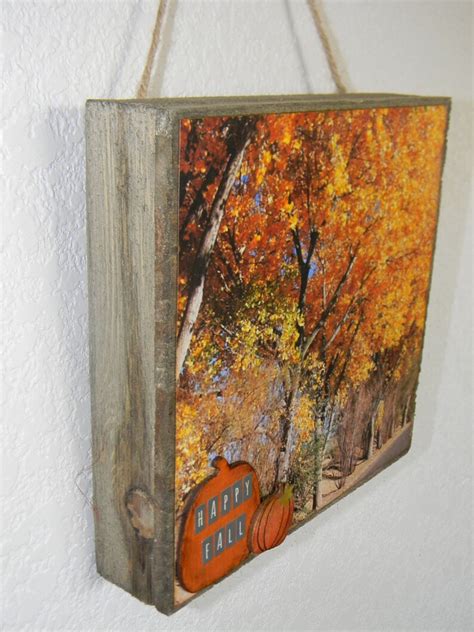 Fall Photo Wooden Wall Art Fall Tree Photograph Happy Fall Etsy