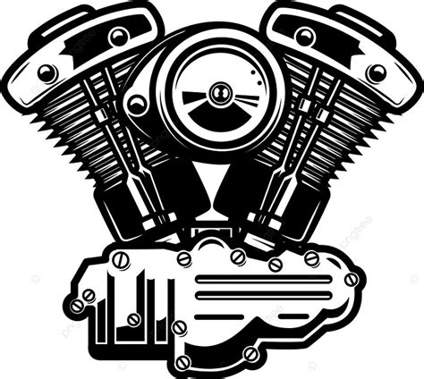 Gambar Ilustrasi Enjin Motosikal Pada Latar Belakang Putih Motor