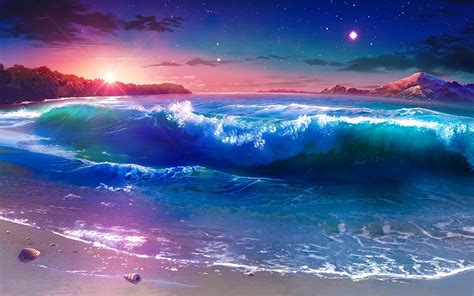 Night Anime Beach Background 1920x1200 Download Hd Wallpaper