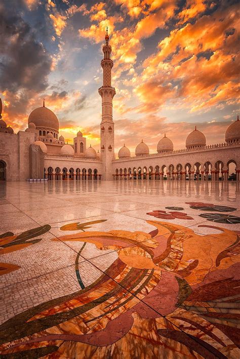 Golden Light Mecca Mosque Architecture Beautiful Mosques Sunset