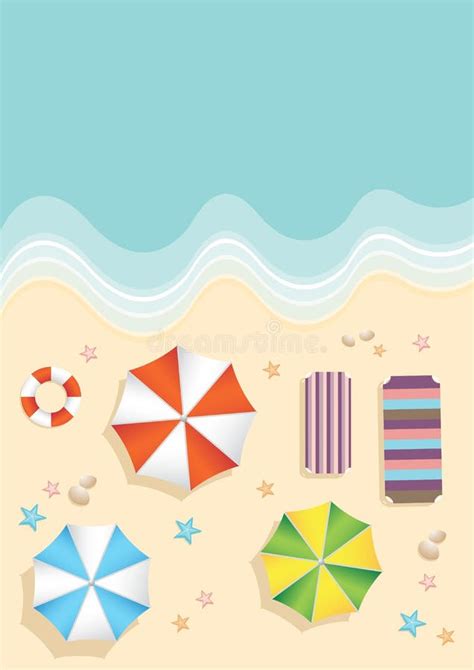 Aerial View Of Summer Beach In Flat Design Style Stock Vector