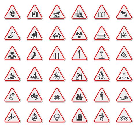 Warning Hazard Symbols Labels Sign 1130869 Vector Art At Vecteezy