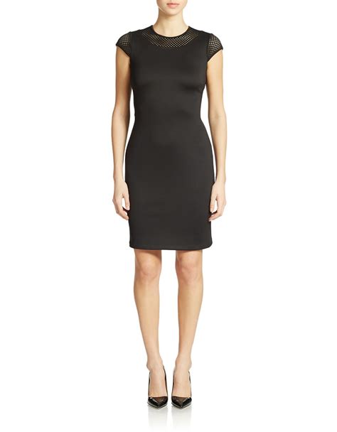Calvin Klein Lasercut Cap Sleeve Sheath Dress In Black Lyst