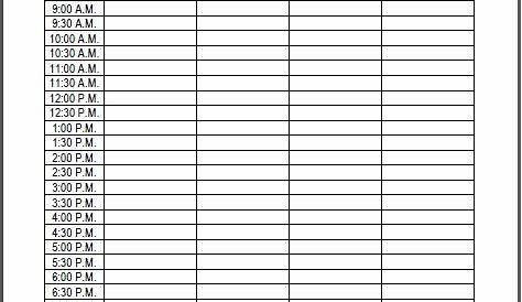 24 Hour Chart Template