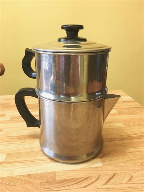 Vintage Aluminum Stove Top Coffee Pot Etsy Coffee Pot Aluminum