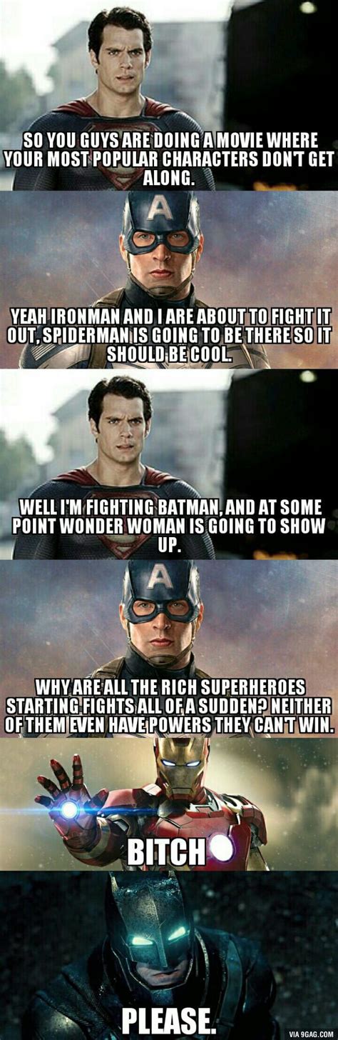 civil war and batman v superman thoughts 9gag marvel funny marvel memes funny comics