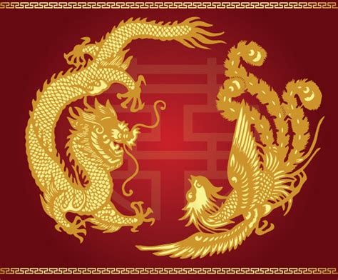 Dragon Phoenix Chinese Vector Chinese Wedding Etsy