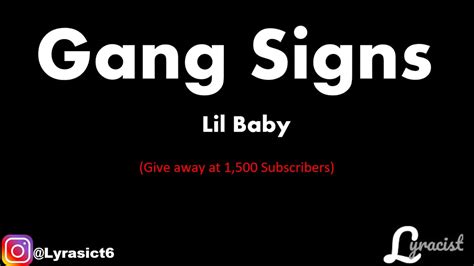 Lil Baby Gang Signs Lyrics Youtube