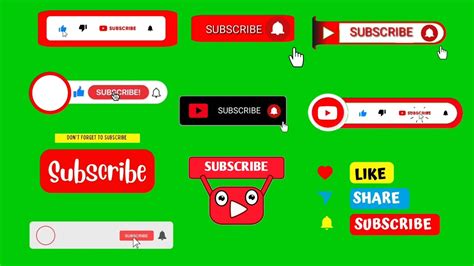 Top 10 Subscribe Button Green Screen Green Screen Like Comment Share