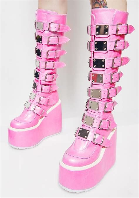 Pink Trinity Boots By Demonia 240c Goth Boots Pink Boots Botas Goth