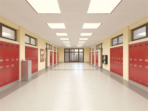 3d Model School Hallway Cgtrader