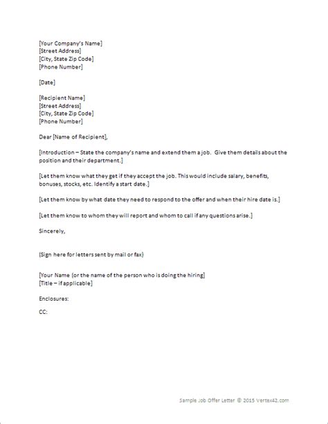 Job Offer Letter Template Free Payslip Templates