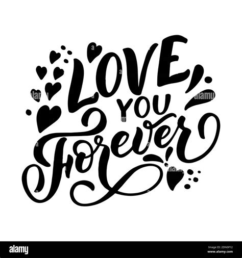 Hand Drawn Lettering Composition For Valentines Day Love You Forever