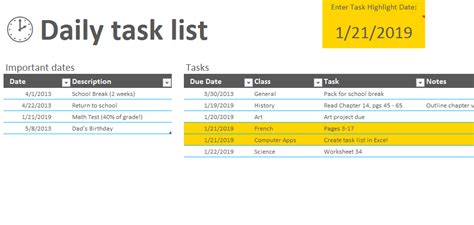 2019 Daily Task List Free Excel Template Download