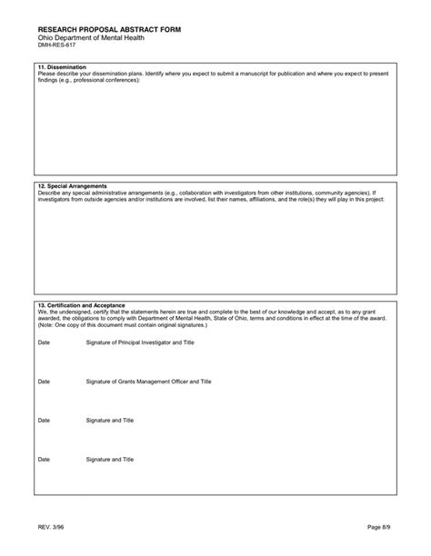 Research Proposal Abstract Form In Word And Pdf Formats Page 8 Of 9