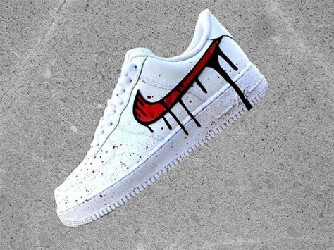 Unique personalized air force 1, nike, adidas sneakers from verified artists. Nike Air Force 1 Low with Red Black Blood Drip Design