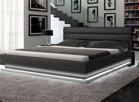 vig furniture infinity black contemporary platform queen bedroom with lights modern platform