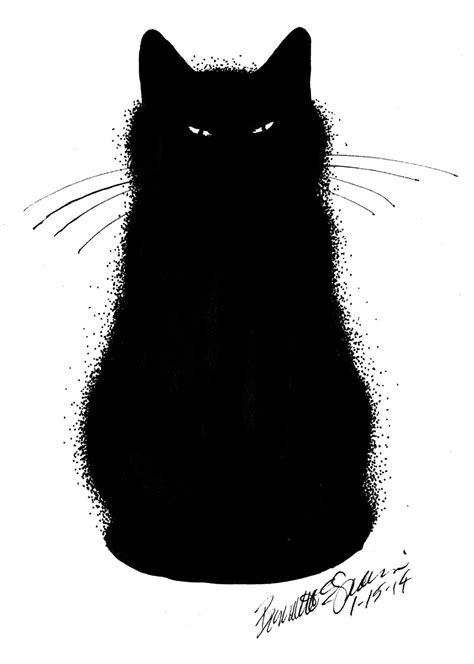 Hand drawn decorated cartoon cat in boho style. Daily Sketch: Inscrutable | Cat art, Black cat art, Cats