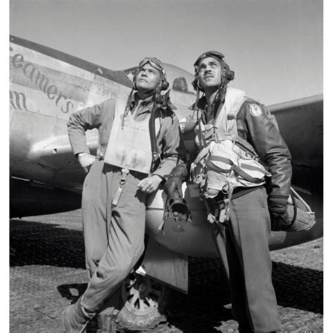 Tuskegee Airmen Posing With A P 51d Aircraft Poster Print By John