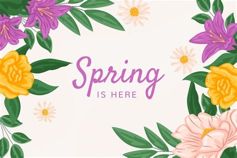 Spring Is Here Wallpaper With Flowers Free Vector