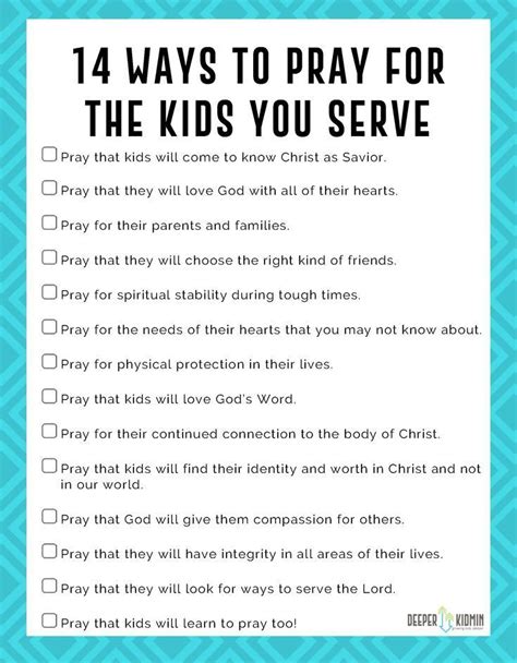 14 Ways To Pray For The Kids You Serve Printable Bible Lessons For