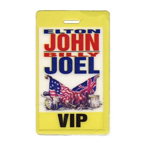 Elton John Face To Face W Billy Joel Band VIP Laminated Backstage Pass Autographia