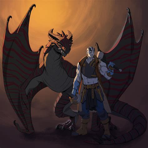 Oc Art A Goliath Fighter And His Wyvern Rdnd