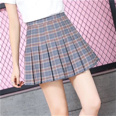 high quality kawaii skirt saia faldas women pleat skirt harajuku preppy style plaid skirts mini