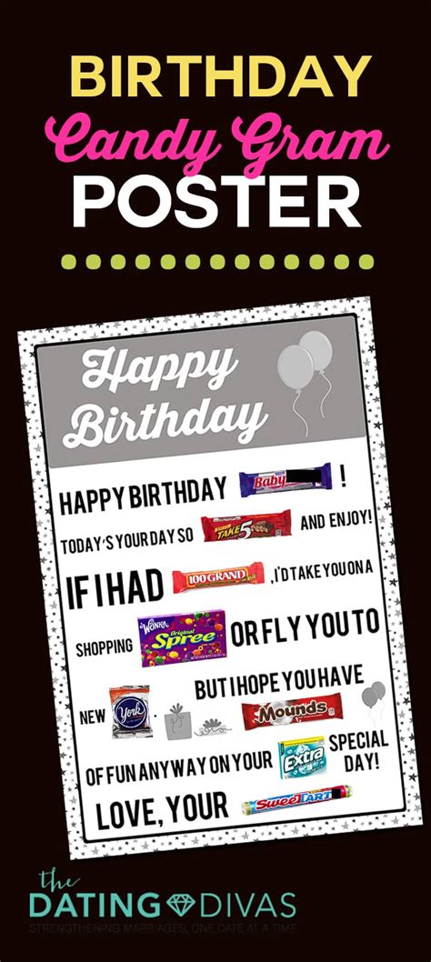 I've got a crush on you you big hunk you know i do, a snippet of the free poem printable to attach to the gift basket. Printable Candy Gram Posters - The Dating Divas