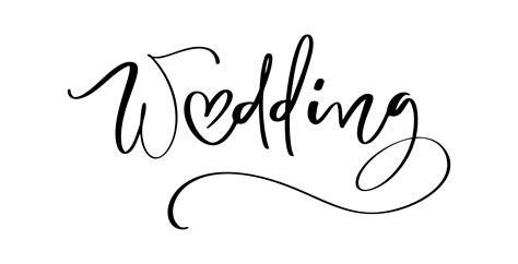 Wedding Vector Lettering Text With Heart On White Background