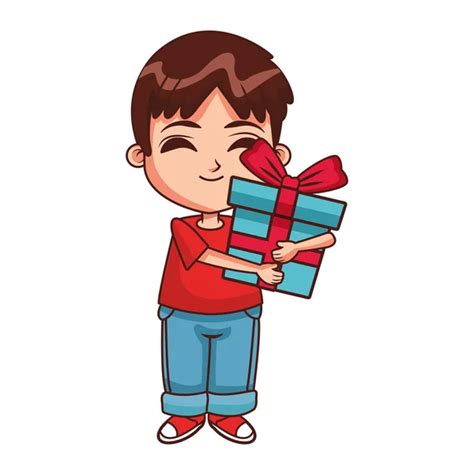 Niño Con Un Regalo — Vector De Stock © Vladgrin 30213055