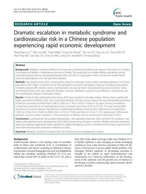 Chinese paralytic syndrome also known as acute motor axonal neuropathy (aman) is characterised progressive symmetric flaccid paralysis with areflexia. (PDF) Dramatic escalation in metabolic syndrome and ...