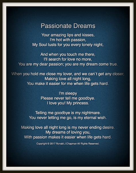 Passionate Dreams Passionate Dreams Poem By Ronald Chapman