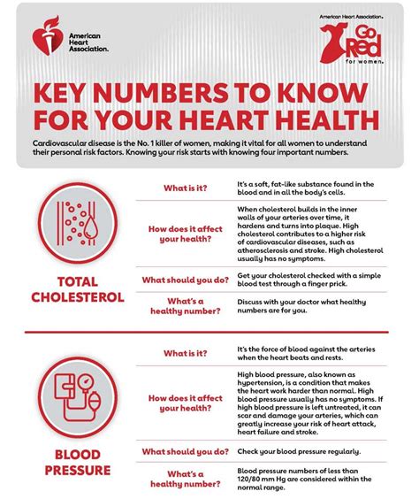 Key Numbers To Know For Your Heart Health Infographic Go Red For Women