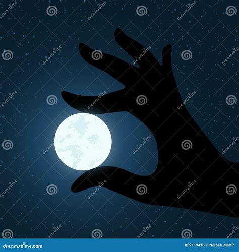 Vector Hand Holding The Moon Royalty Free Stock Image Image 9119416