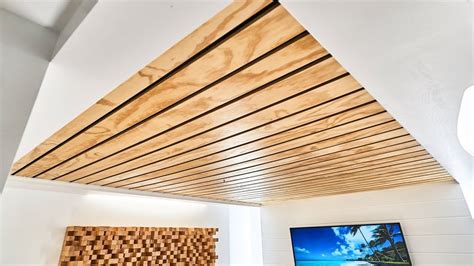 How To Make A Wood Slat Ceiling Youtube In 2020 Wood Slat Ceiling