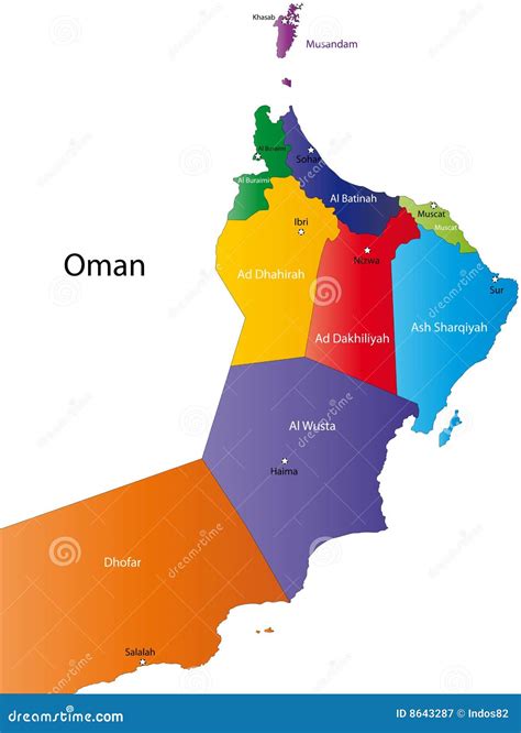 Oman Regionen Karte