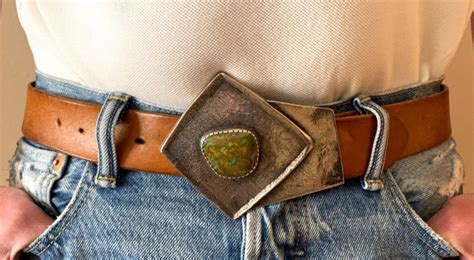 Charles Loloma Tufa Cast Silver And Turquoise Belt Buckle