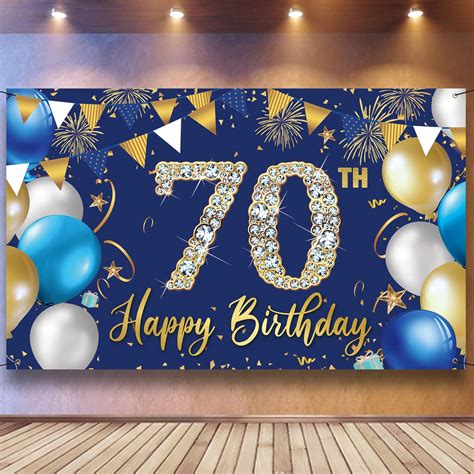 Buy 70th Birthday Decorations Backdrop Banner For Men Happy 70th