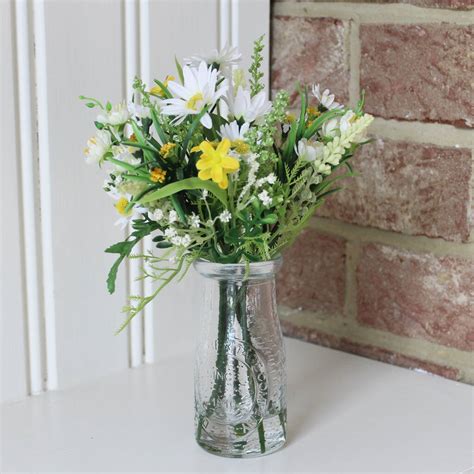 Artificial Wild Yellow Flower Arrangement And Vase By Lime Tree London