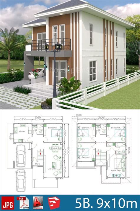 House Plans Design 9x10m With 5 Bedrooms Home Design Plans Modern
