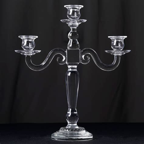 15 Tall Handcrafted 4 Arm Crystal Glass Tabletop Candelabra Vintage