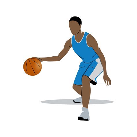 Abstract Basketball Player Dribbling With Ball On A White Background