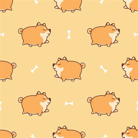 Courage must figure out a way to get to. Fat shiba inu dog walking cartoon seamless pattern ...