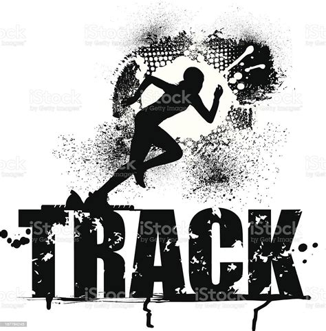 Track And Field Grunge Graphic Female Sprinter stock vector art