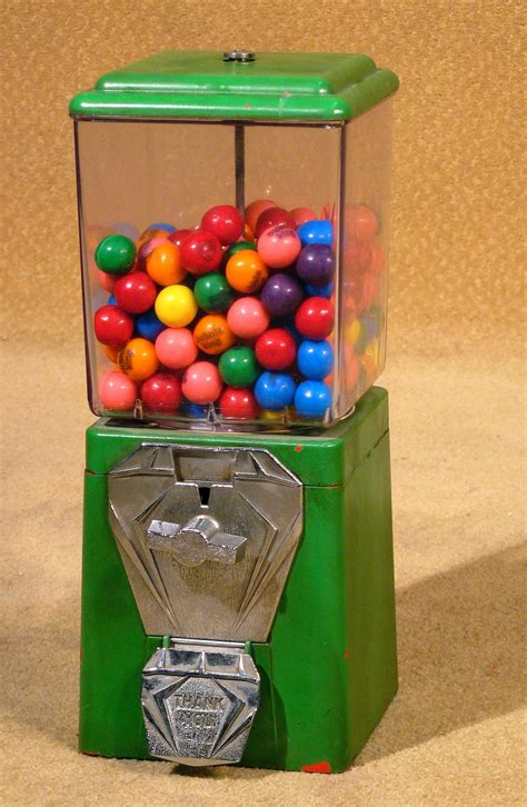 Vintage Green Gumball Machine With Deco Styling