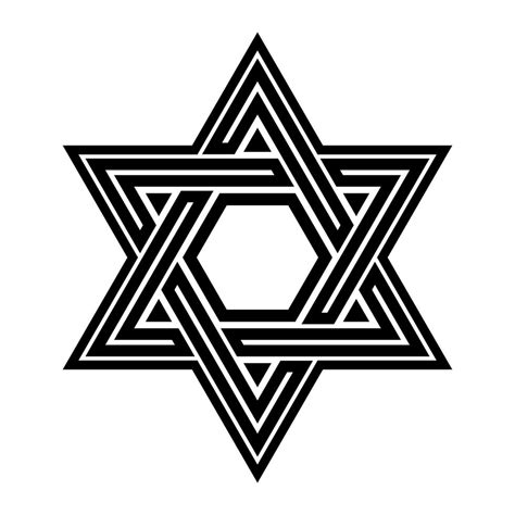 Jewish Star Of David Six Pointed Star In Black With Interlocking Style