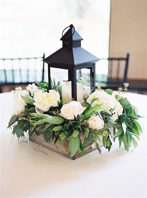 Black Lantern And White Flowers Wedding Centerpiece Hi Miss Puff